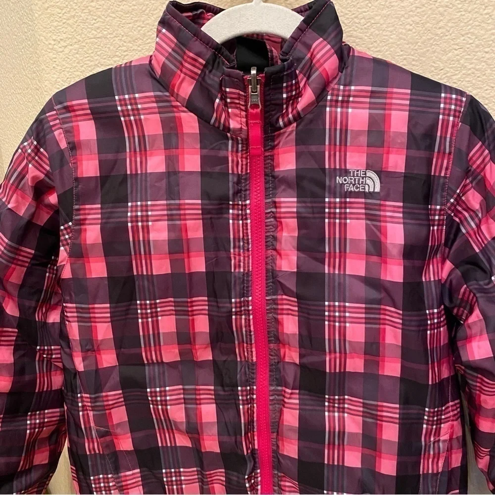 THE NORTH FACE Girls Pink Plaid Lightweight Zipped Jacket Size L(14/16)